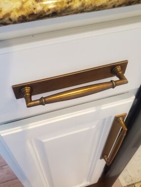 NWOT Antique Brass 5" Cabinet Pulls & Back plate - Set of 8 ea. available